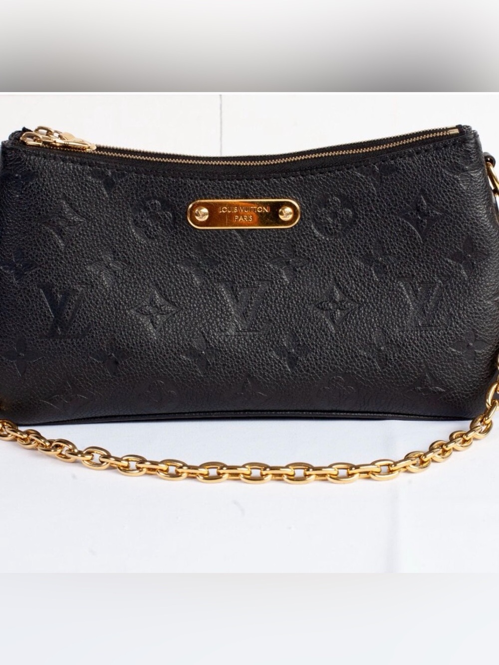 Authentic Louis Vuitton Black Monogram Empreinte Leather Liv Pochette - Picture 2 of 8